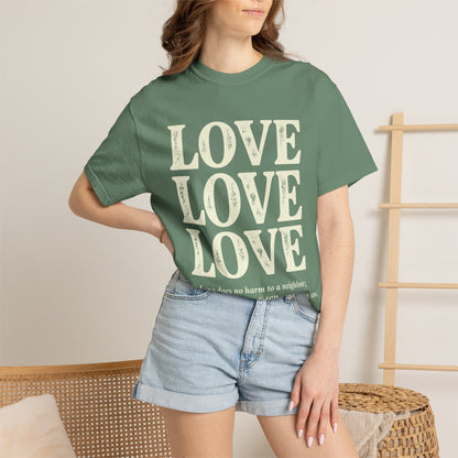 Love Love Love Scripture T‑Shirt — Romans 13:10 Faith Graphic Tee
