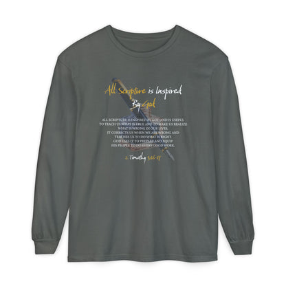 All Scriptures Are Inspired By God T-Shirt — Faith-Based Scripture Long Sleeve Tee