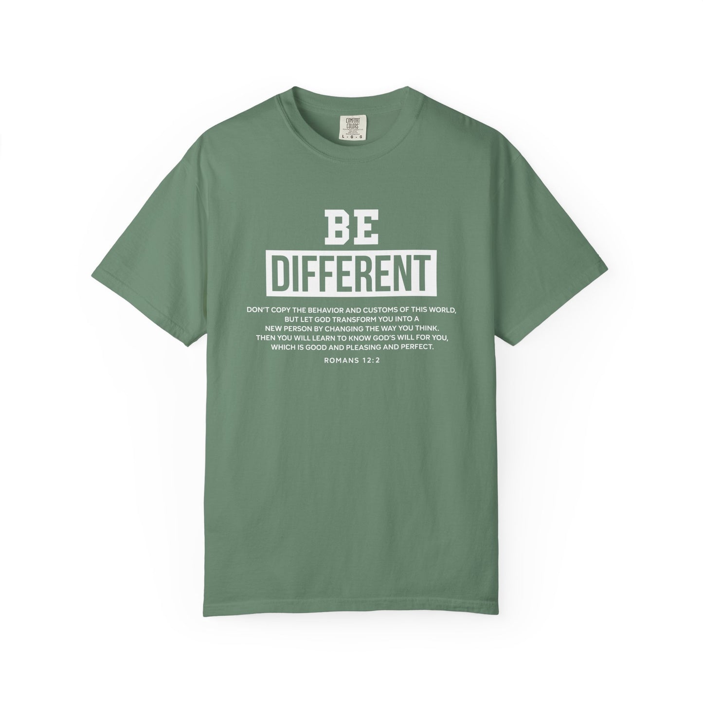 Be Different Romans 12:2 T-Shirt — Christian Faith Graphic T-shirt