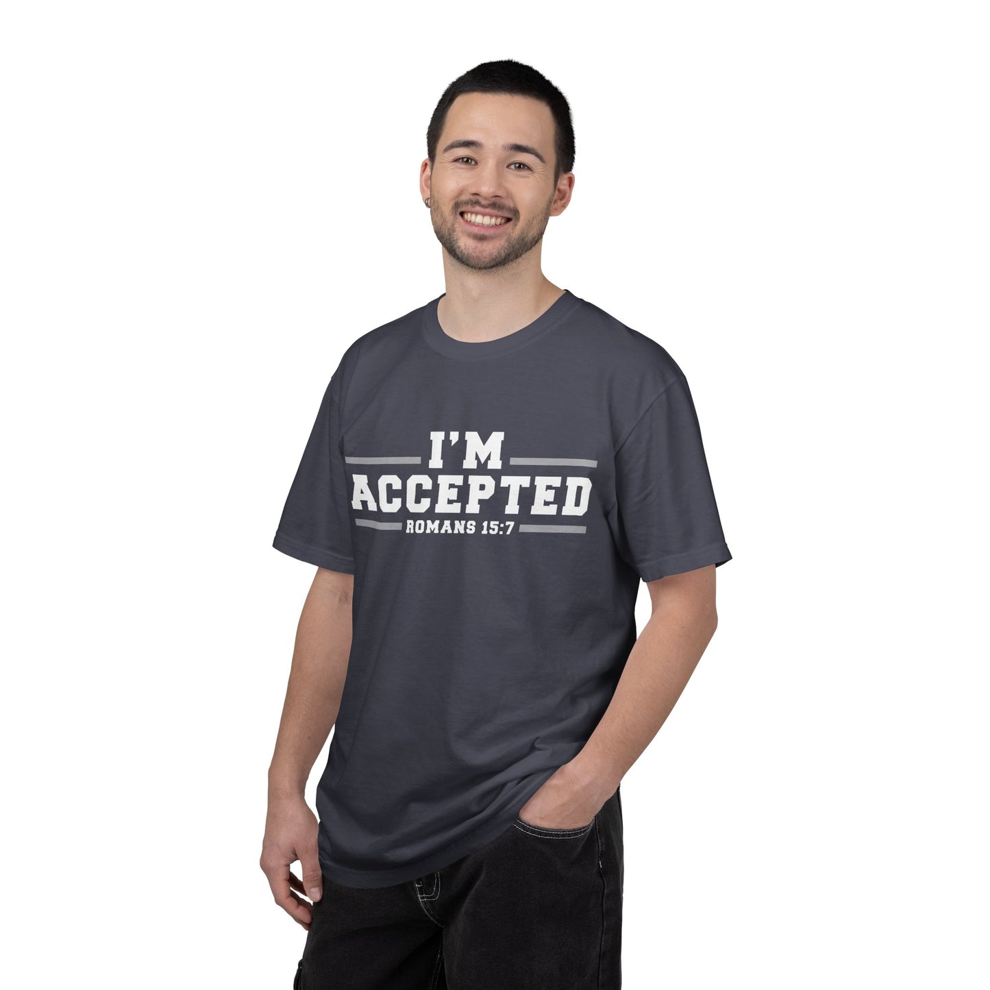 I'm Accepted "Romans 15:7" Cotton T-Shirt — Faith-Inspired Christian Tee