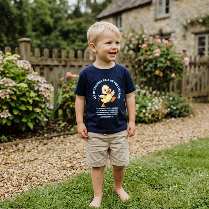 Toddler Tee — Cute Duck Graphic with "Let my teaching fall like rain"