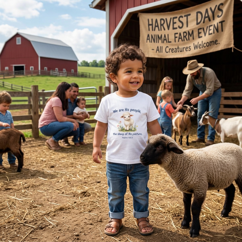 Toddler Tee "We are His people, the sheep of His pasture" — Cute Lamb Bible Verse Shirt