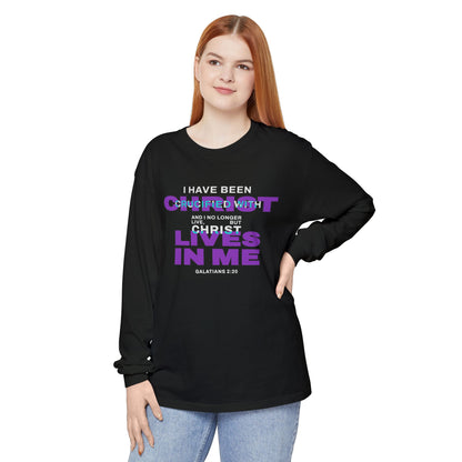 I have been Crucified with Christ "Galatians 2:20" Purple 100% Long Sleeve
