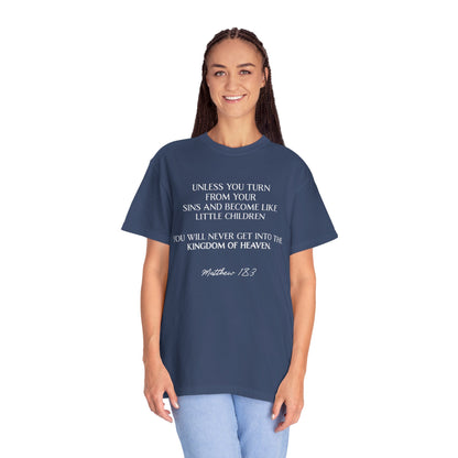 Matthew 18:3 100% Cotton T-shirt — Christian Scripture Tee