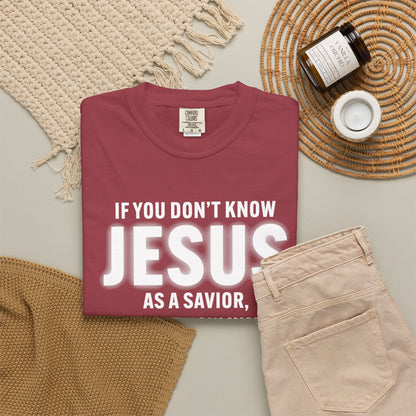 Know Jesus as Savior Cotton T-shirt — Faith-Based Christian Tee