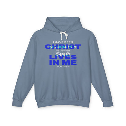 I have been Crucified with Christ "Galatians 2:20"  Blue 100% Cotton Unisex Hoodie