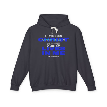 I have been Crucified with Christ "Galatians 2:20"  Blue 100% Cotton Unisex Hoodie