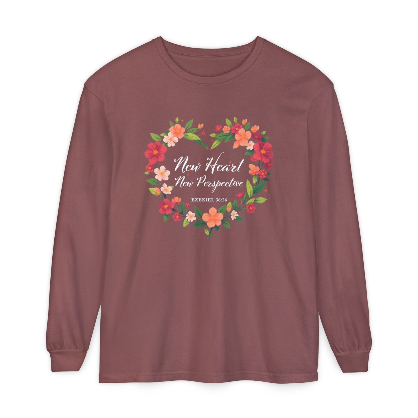New Heart and New Perspective "Ezekiel 36:26" Long Sleeve T-Shirt 100% Cotton