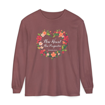 New Heart and New Perspective "Ezekiel 36:26" Long Sleeve T-Shirt 100% Cotton