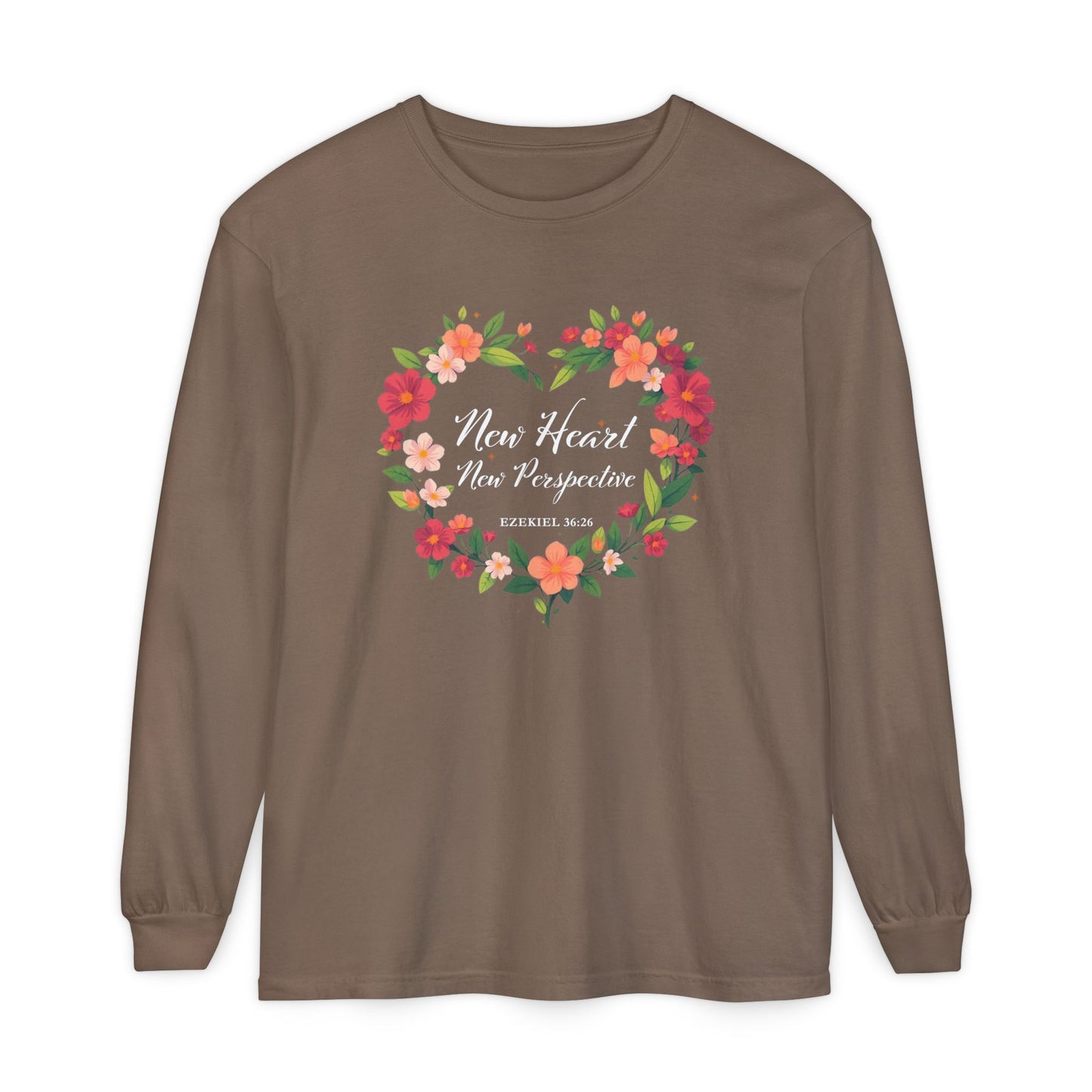 New Heart and New Perspective "Ezekiel 36:26" Long Sleeve T-Shirt 100% Cotton