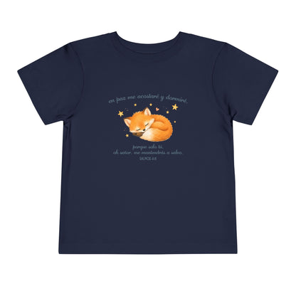 Toddler Tee - Sleeping Fox Illustration with 'En Paz Me Acostare' Spanish Design