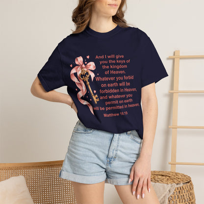 Christian Scripture Keys of the Kingdom T-shirt — Matthew 16:19 Floral Design
