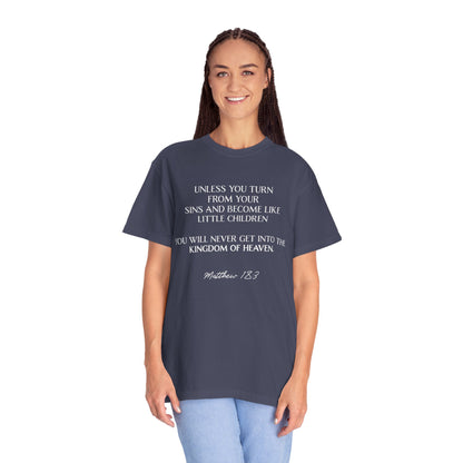 Matthew 18:3 100% Cotton T-shirt — Christian Scripture Tee