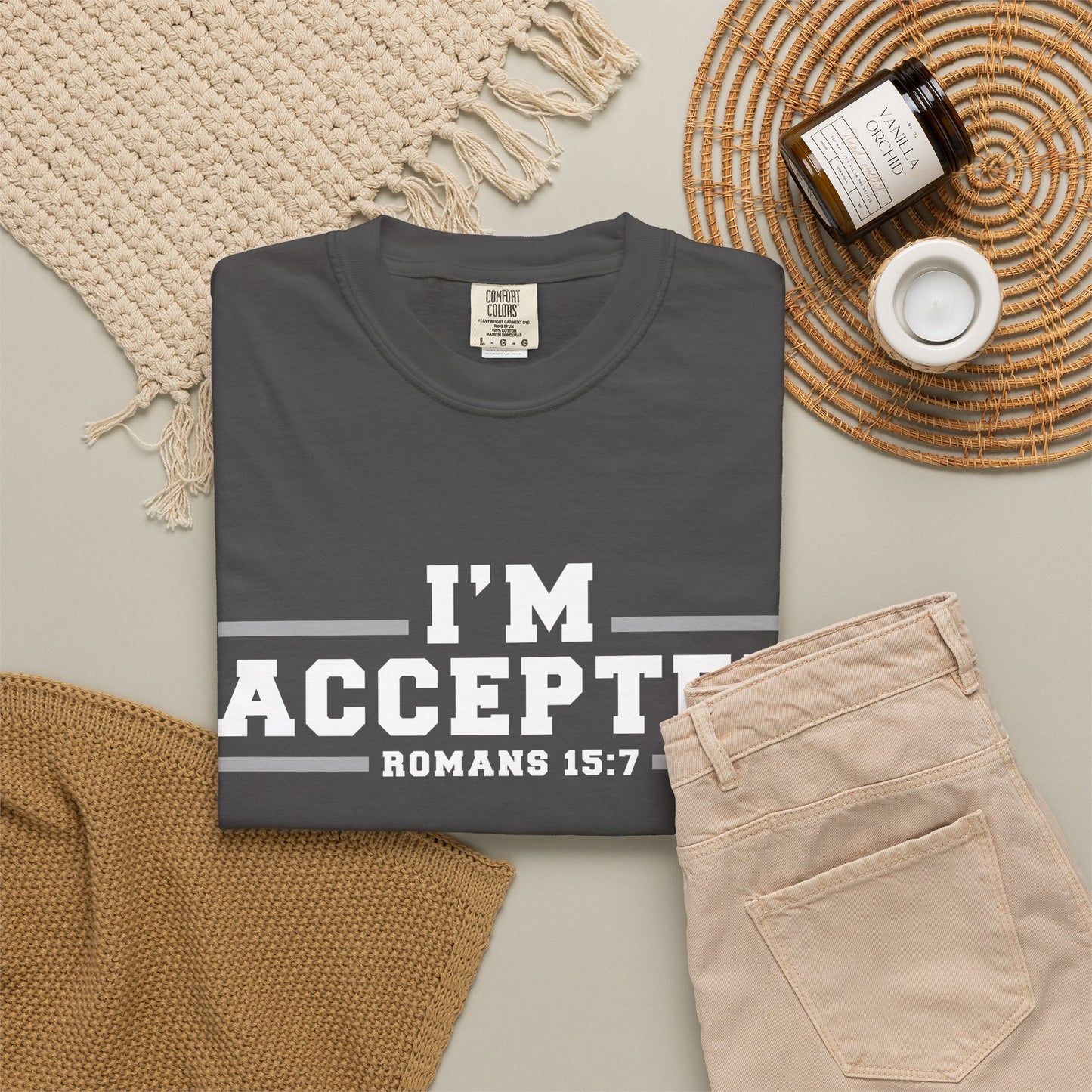I'm Accepted "Romans 15:7" Cotton T-Shirt — Faith-Inspired Christian Tee