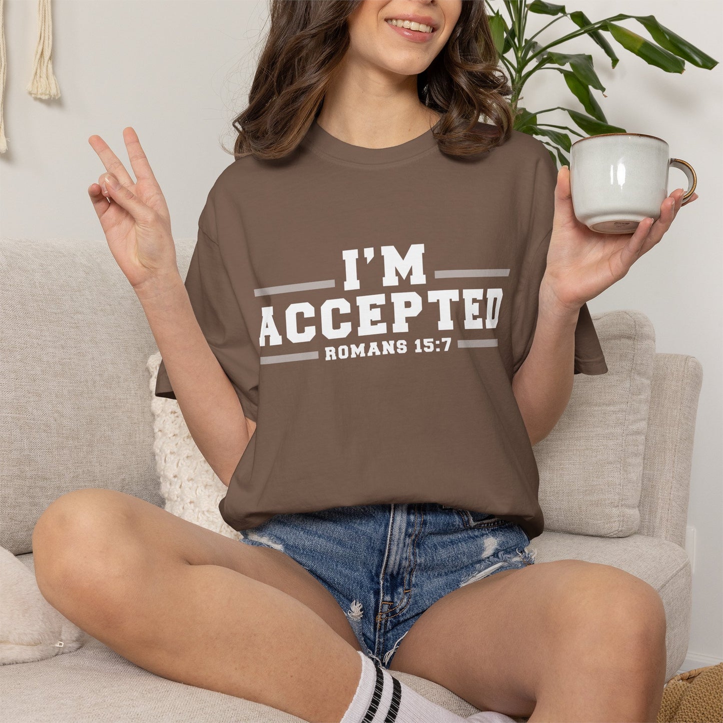 I'm Accepted "Romans 15:7" Cotton T-Shirt — Faith-Inspired Christian Tee