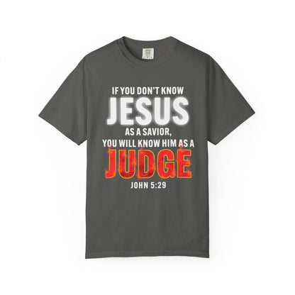 Know Jesus as Savior Cotton T-shirt — Faith-Based Christian Tee