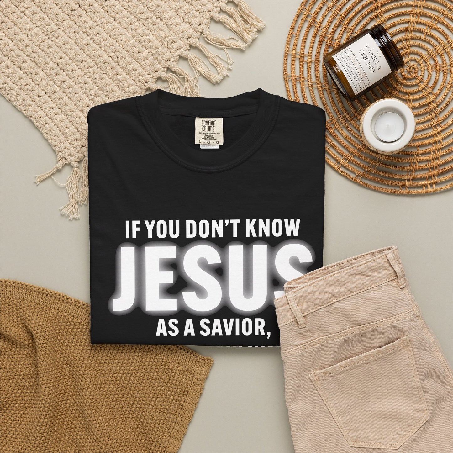 Know Jesus as Savior Cotton T-shirt — Faith-Based Christian Tee
