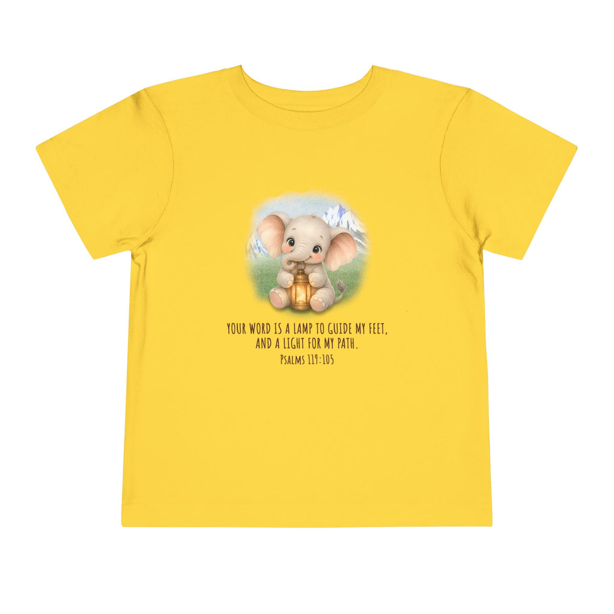 Toddler Tee - Cute Elephant with Lantern & Psalm 119:105 Inspirational Kids T-Shirt