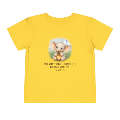 Toddler Tee - Cute Elephant with Lantern & Psalm 119:105 Inspirational Kids T-Shirt
