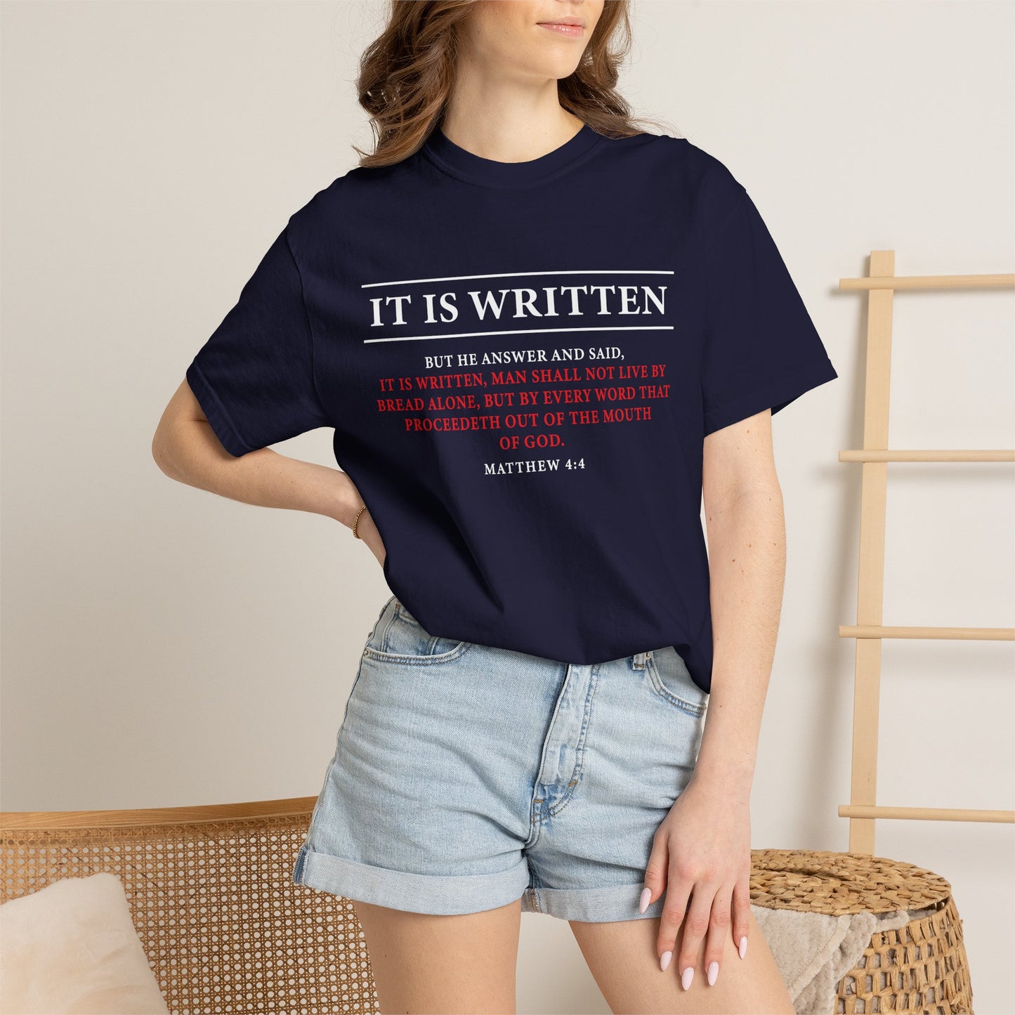 Matthew 4:4 Scripture T-Shirt — "Man Shall Not Live By Bread Alone" Christian Tee