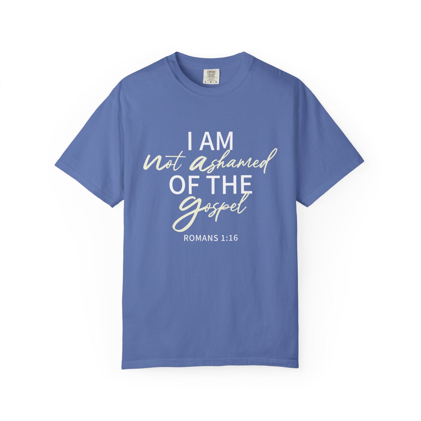 Romans 1:16 T-Shirt — Beige 100% Cotton
