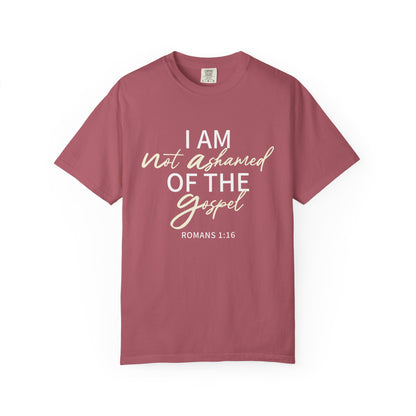 Romans 1:16 T-Shirt — Beige 100% Cotton