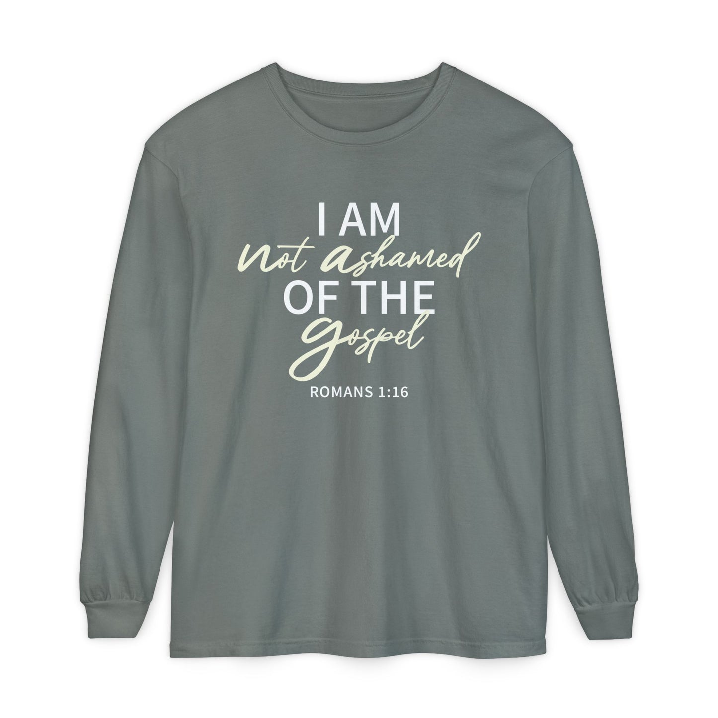 Romans 1:16 Beige 100% Cotton Lon Sleeve Comfort Color