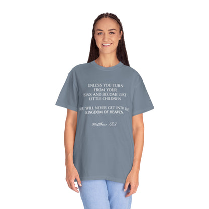 Matthew 18:3 100% Cotton T-shirt — Christian Scripture Tee