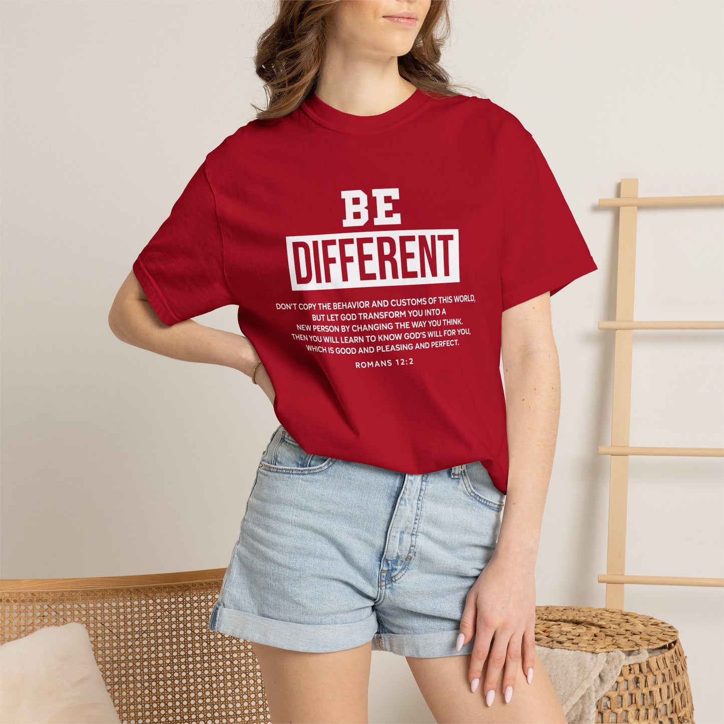 Be Different Romans 12:2 T-Shirt — Christian Faith Graphic T-shirt