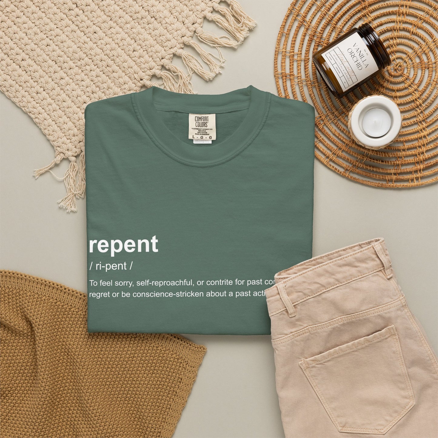 Repent Definition T-Shirt — 100% Cotton Garment-Dyed