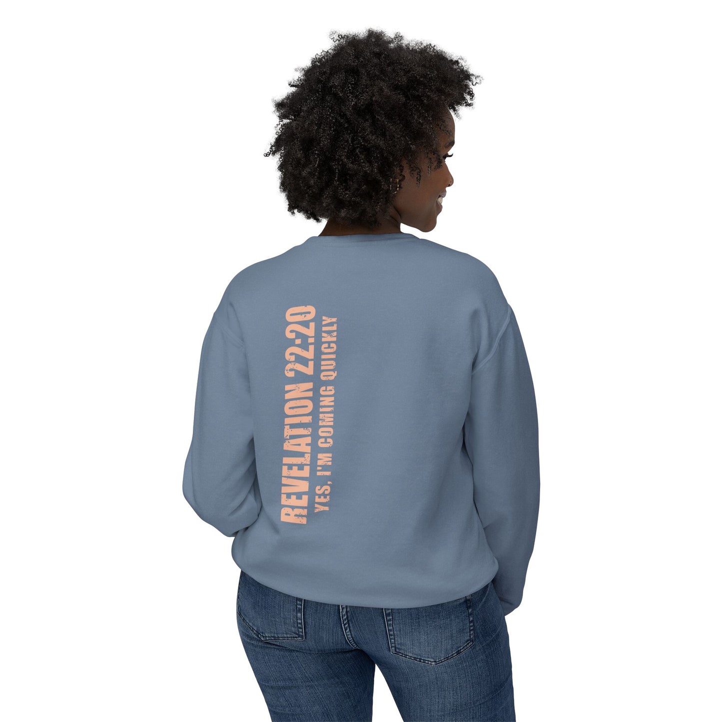 Revelation 22:20 Cotton Crewneck Sweatshirt — Bible Verse Christian Pullover