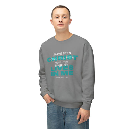 I have been Crucified with Christ "Galatians 2:20" Teal 100% Cotton Sweatshirt