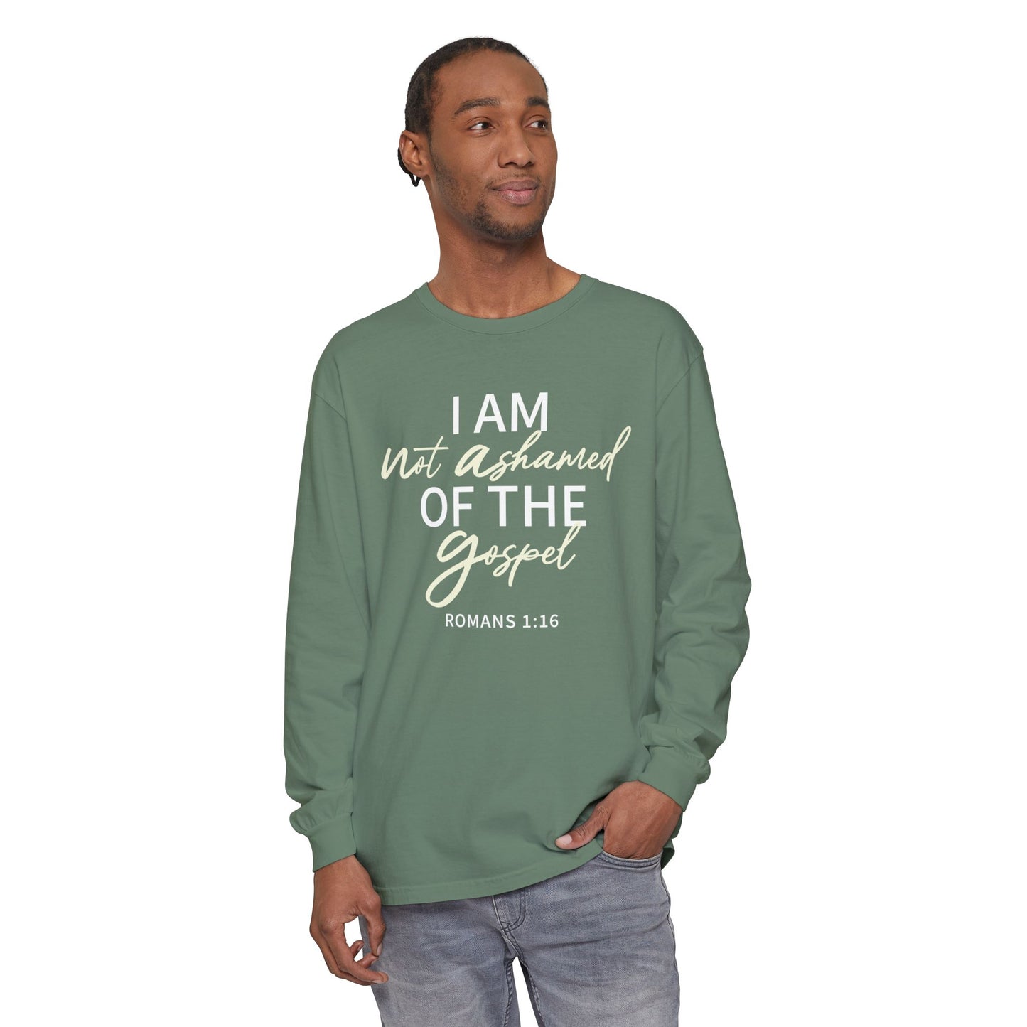 Romans 1:16 Beige 100% Cotton Lon Sleeve Comfort Color