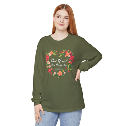 New Heart and New Perspective "Ezekiel 36:26" Long Sleeve T-Shirt 100% Cotton