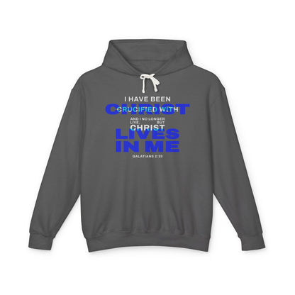 I have been Crucified with Christ "Galatians 2:20"  Blue 100% Cotton Unisex Hoodie