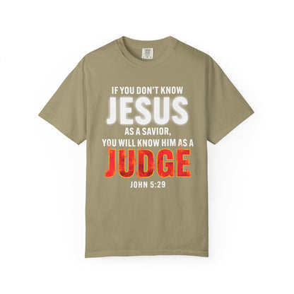 Know Jesus as Savior Cotton T-shirt — Faith-Based Christian Tee