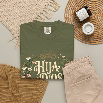 Hija de Dios Floral T‑Shirt — Juan 1:12 Christian Tee