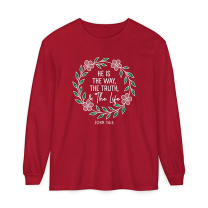 He is The Way The Truth & The Life Flowers  "John 14:6" 100% cotton Long Sleeve