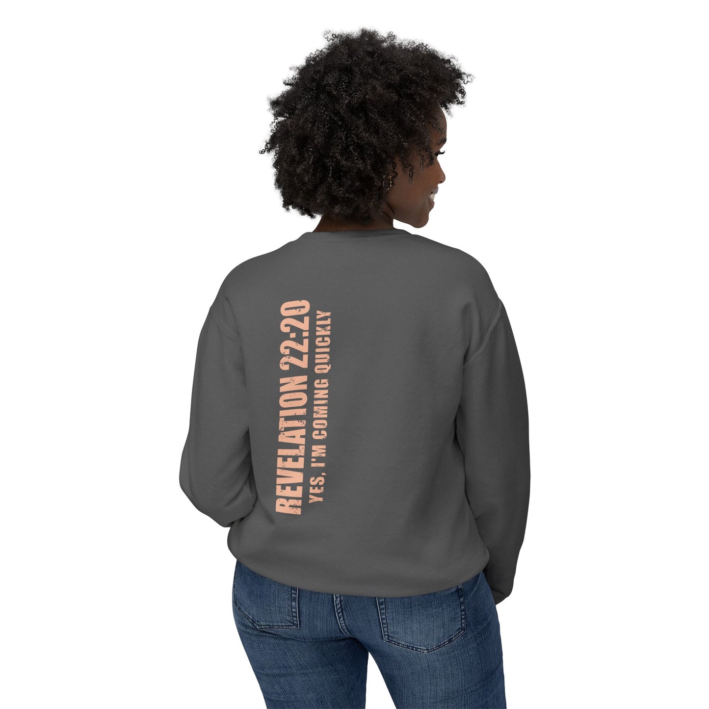 Revelation 22:20 Cotton Crewneck Sweatshirt — Bible Verse Christian Pullover