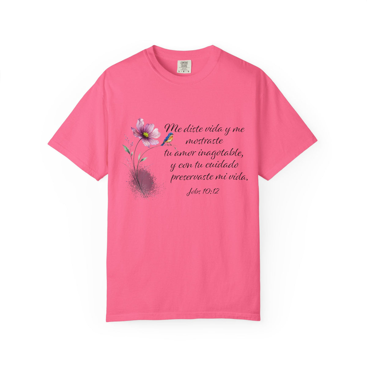 Inspirational Spanish Bible Verse T-Shirt – John 10:12 Floral Tee