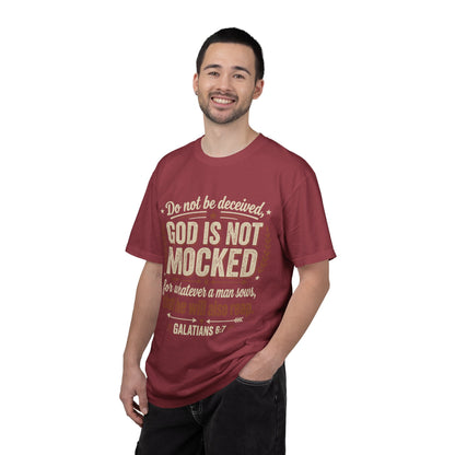 Christian T-Shirt — "God Is Not Mocked" Galatians 6:7 Inspirational Tee