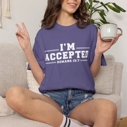 I'm Accepted "Romans 15:7" Cotton T-Shirt — Faith-Inspired Christian Tee