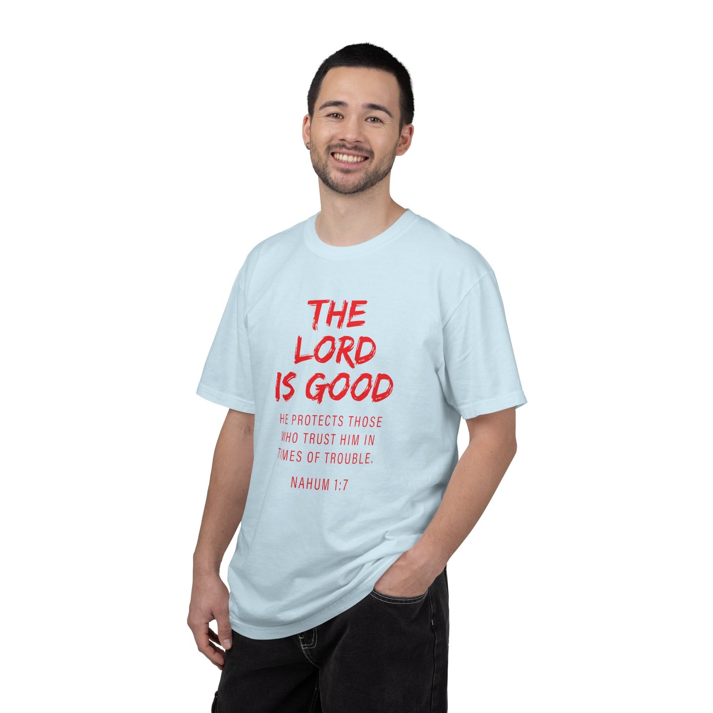 The Lord is Good "Nahum 1:7" Red T-Shirt