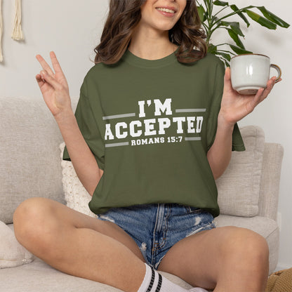 I'm Accepted "Romans 15:7" Cotton T-Shirt — Faith-Inspired Christian Tee
