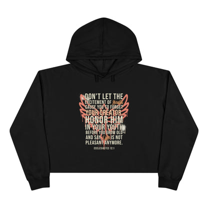 Crop Hoodie — "Honor Him" Faith Graphic Cropped Hoodie