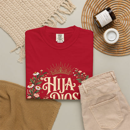 Hija de Dios Floral T‑Shirt — Juan 1:12 Christian Tee