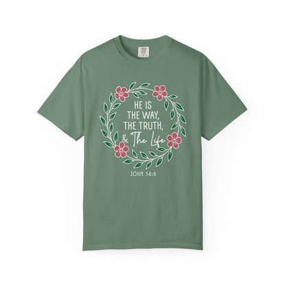 He is The Way The Truth & The Life  Flowers "John 14:6" 100% cotton T-shirt