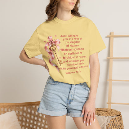 Christian Scripture Keys of the Kingdom T-shirt — Matthew 16:19 Floral Design