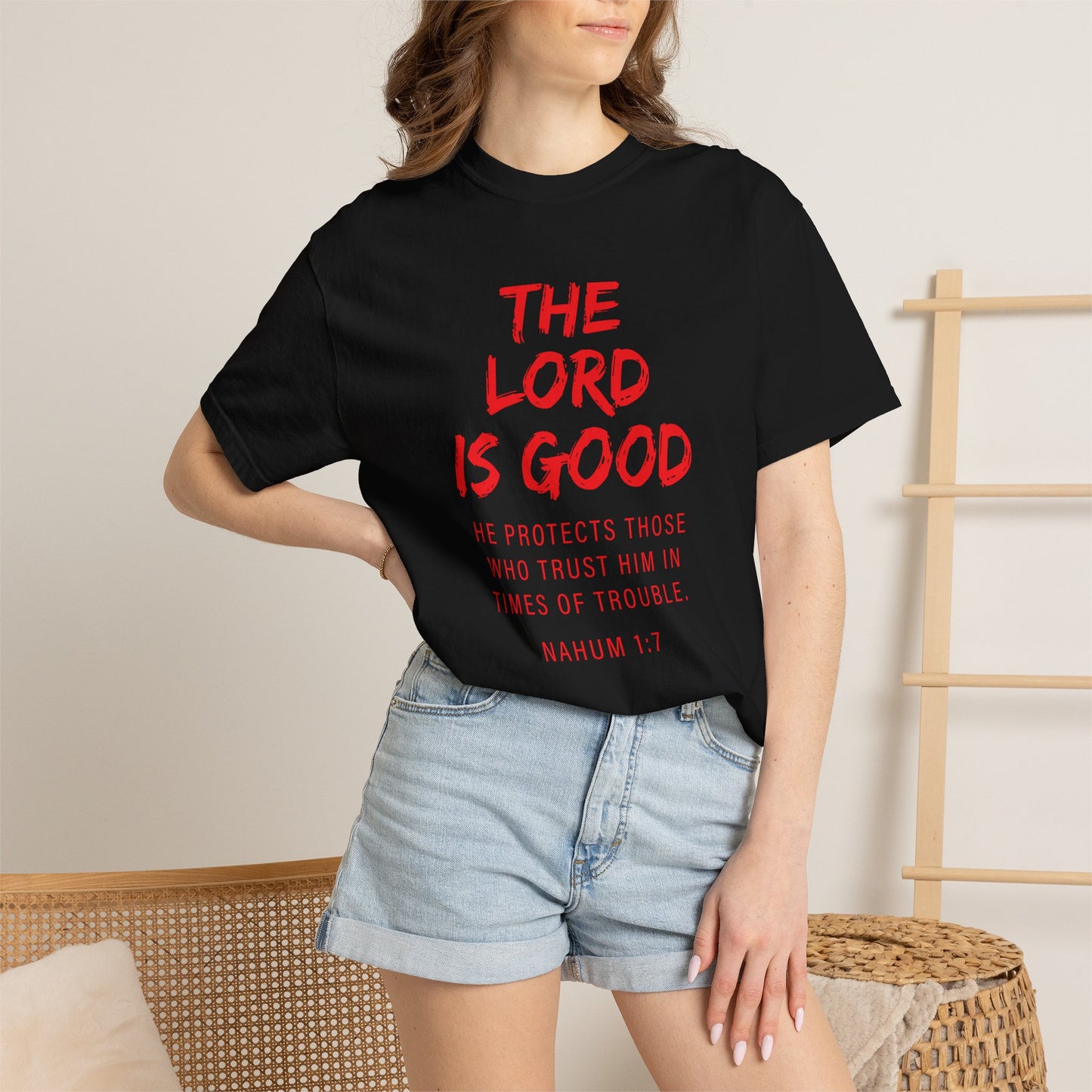 The Lord is Good "Nahum 1:7" Red T-Shirt