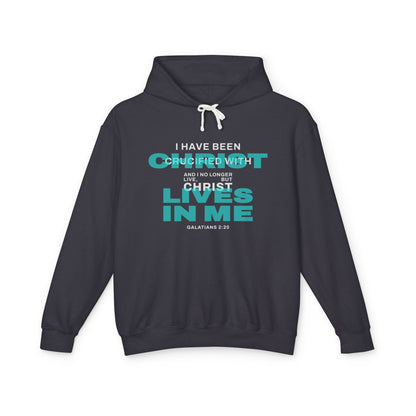 I Have Been Crucified with Christ "Galatians 2:20" Teal 100% Cotton Hoodie